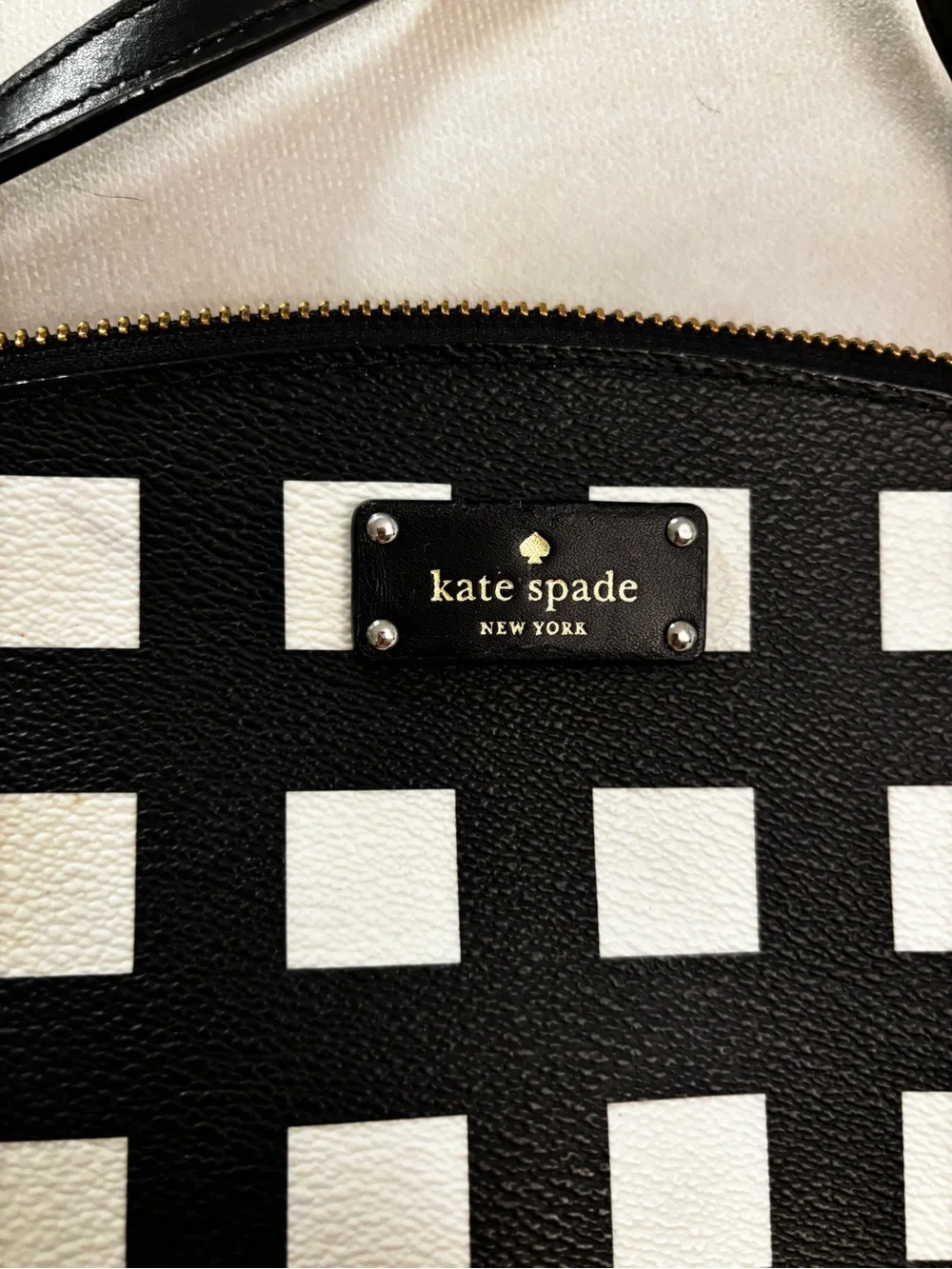 kate spade Black and White Gingham-Style Crossbody Bag